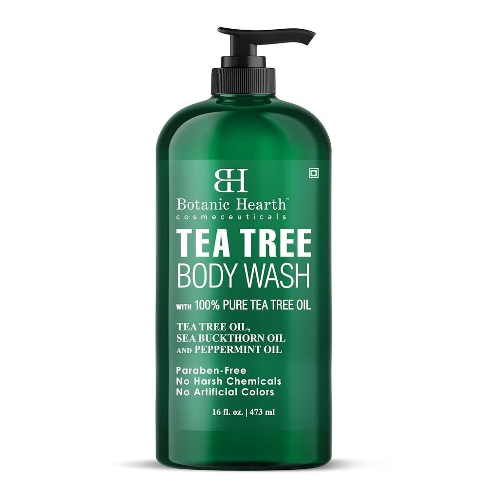 Botanic Hearth Tea Tree Body Wash -16 fl oz- All-Natural Antifung & Odor-Control Shower Gel for Acne