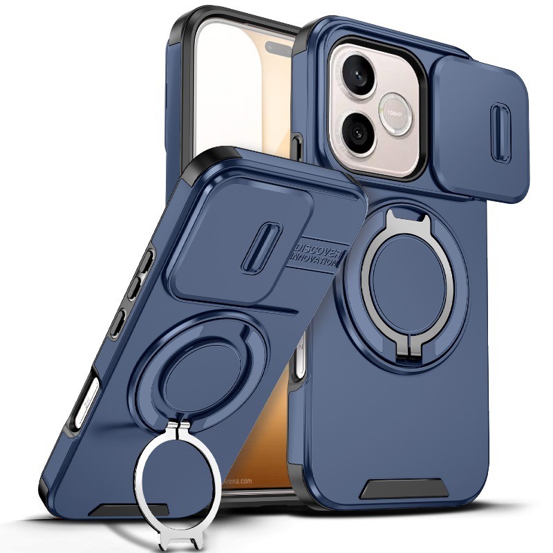Honor 600 Lite Honor 400 Pro 200 Smart 400 Lite สไลด์เลนส์กล้องป้องกันแหวนยืนแม่เหล็กเคสโทรศัพท์เกราะกันกระแทกฮาร์ดซิลิโคนครอบค