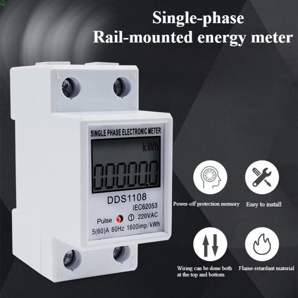 NEEDWAY เครื่องวัดพลังงานไฟฟ้าเฟสเดียว, ฟังก์ชั่นรีเซ็ตจอแสดงผล LCD Digital Watt-Hour Meter, Electri