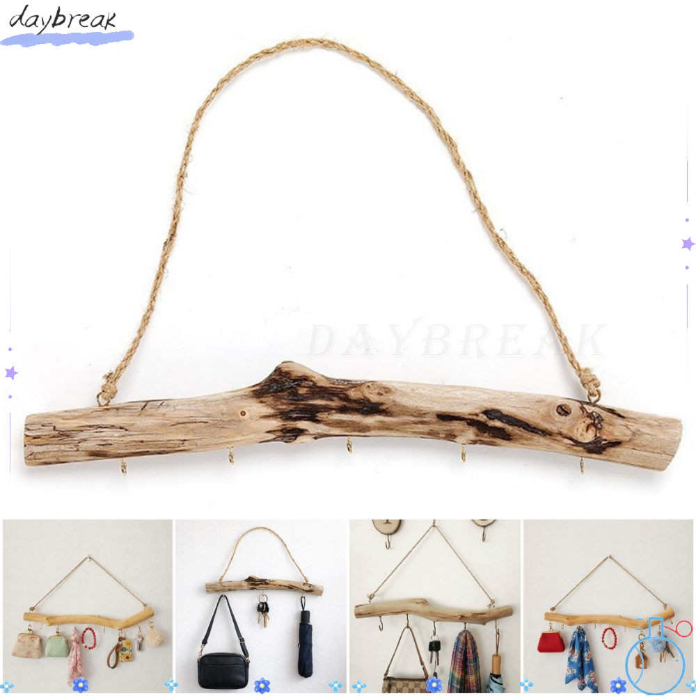 DAYBREAK ตะขอติดผนัง, วัสดุไม้ติดผนัง Driftwood Hook, Minimalist หลายตะขอสาขาออกแบบความยาว 40 ซม. Or