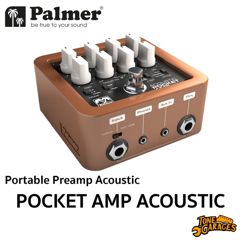 Palmer POCKET AMP ACOUSTIC Portable Preamp for Acoustic ปรีแอมป์ สำหรับเครื่องดนตรีสายอะคูสติก