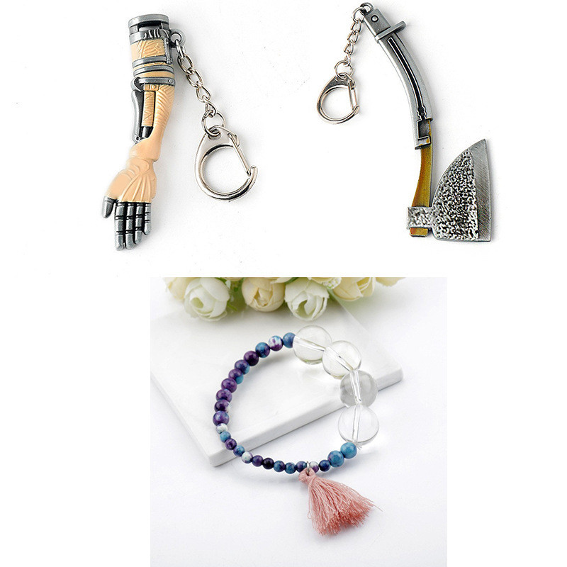 Spot Goods#Game Sekiro: Shadows Die Twice Metal Cartoon Prosthetic Arm Axe Rosary Tassel Bracelet Se