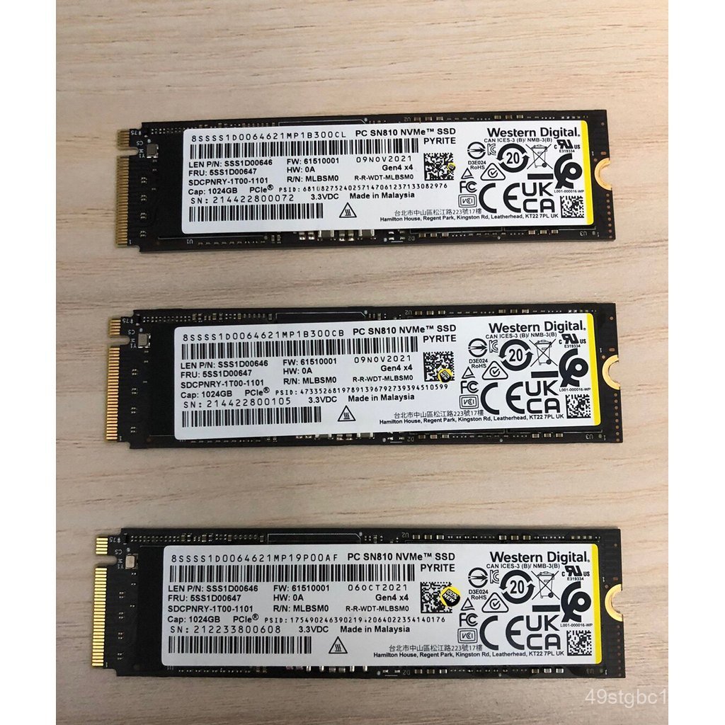 WD/Western Data SSD Solid State Drive sn810 1t nvme pcie4.0 คอมพิวเตอร์ถอดชิ้นส่วน m.2