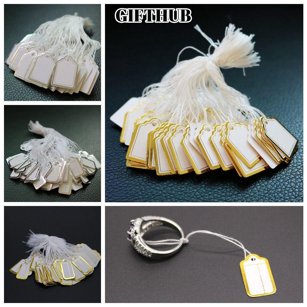 LULLABY 100 ชิ้นป้ายราคาเครื่องประดับรอบสี่เหลี่ยมผืนผ้าอุปกรณ์เสริม Blank Jewellery Hangtags