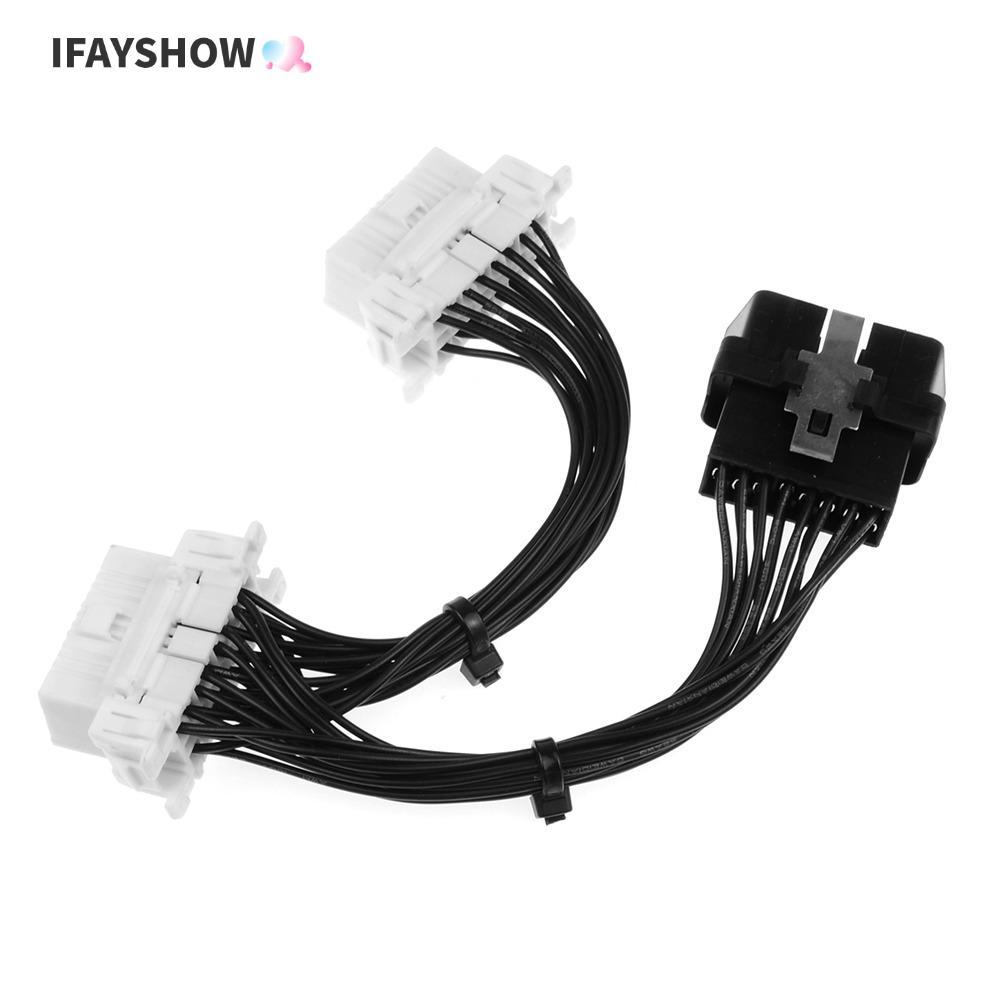 IFAYSHOW รถ OBD2 สายต่อแยก, 15 ซม.OBD2 หนึ่งชายสองสายต่อ, Stable ความเร็วสูงเกียร์ 2 พอร์ตหญิง OBD2 สายรัดรถอุปกรณ์เสริม
