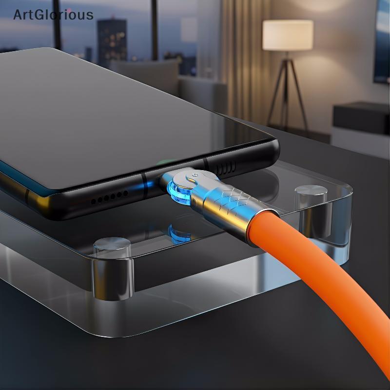 Art USB Type C 120W 6A Fast Charging สายไฟ 180 องศาสําหรับโทรศัพท์ 1 M 1.5 M 2 M Poco ทนทาน N