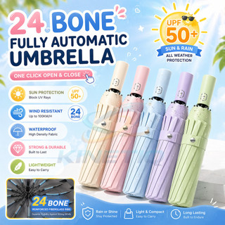 【High-Quality】24Bones Automatic Umbrella Windproof Anti-UV Sunscreen Large Umbrella Folding Sunshade