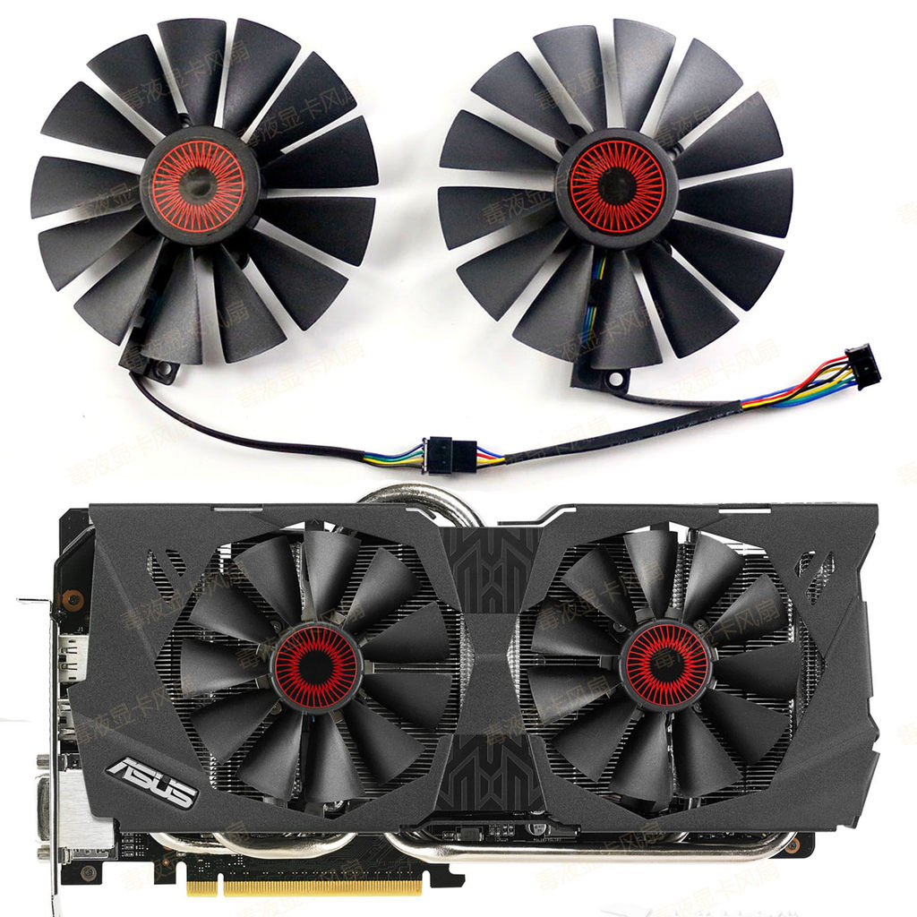 พร้อมสต็อก Fast Shipping เหมาะสําหรับ ASUS/ASUS GTX970 980Ti 780 780Ti R9 285 กราฟิกการ์ดพัดลมระบายค
