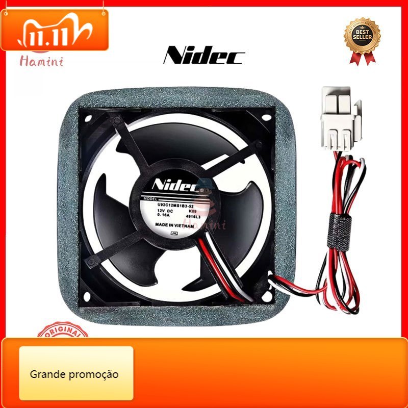 Nidec U92C12MS1B3-52 FBA11J10M DC9V 0.16A 2Wire (ใหม่) REFRIGERATOR COOLING FAN 12V 0.16A -มอเตอร์ทอ