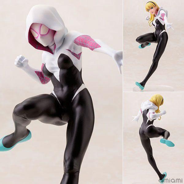 Kotobukiya Spider-Man Gwins Daisy หัวเปลี่ยน Marvel Series รูปตุ๊กตาของขวัญตกแต่ง