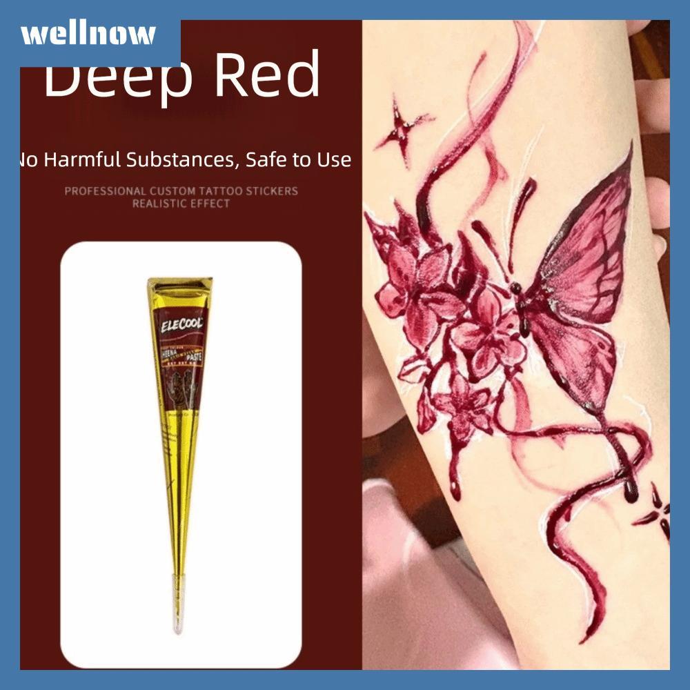 WELLNOW ครีมเฮนน่า พร้อมอุปกรณ์สำหรับใช้ แบบชั่วคราวและกึ่งถาวร สีหลากหลาย ใช้งานง่าย เพื่อศิลปะบนร่างกาย