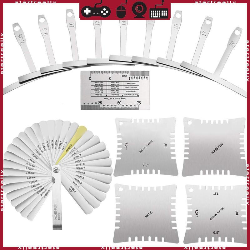 ST กีตาร์รัศมี String Action ไม้บรรทัด Gauge เหล็ก Feeler Gauge Noched Radius Gauge