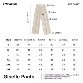 KEEPYOUNG [S-3XL] กางเกงกระบอกกลาง เอวสูง ดีเทลกระเป๋าหน้า ทรงสวยมาก รุ่น GISELLE PANTS