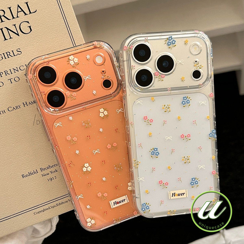 เคสไอโฟน17เคสใส ลายดอกไม้สีส้ม มินิมอล คู่รัก สำหรับIPhone Air 17 16 XR 15 13 11 12 14 Pro Max X XS 14 15 16 7 8 Plus SE