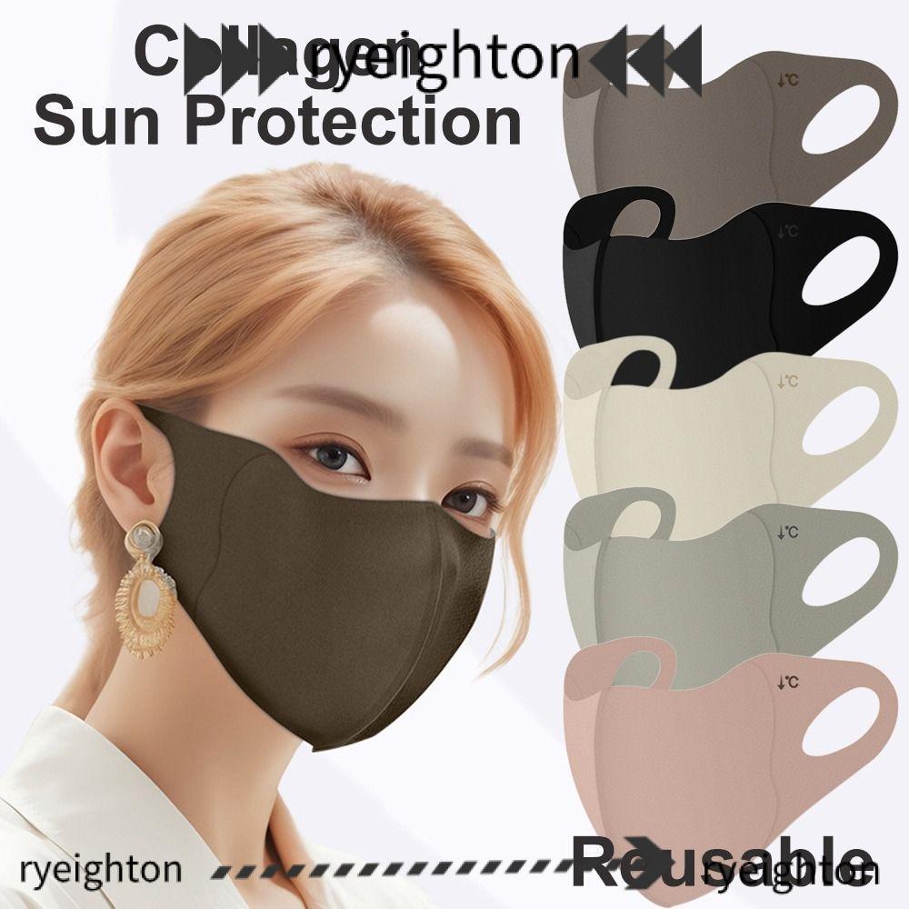 RYEIGHTON แผ่นแปะหน้าน้ำแข็งไหม hydrating gel คอลลาเจน ป้องกันแสง UV UPF50+, สำหรับดูแลผิวและกันแดดใ