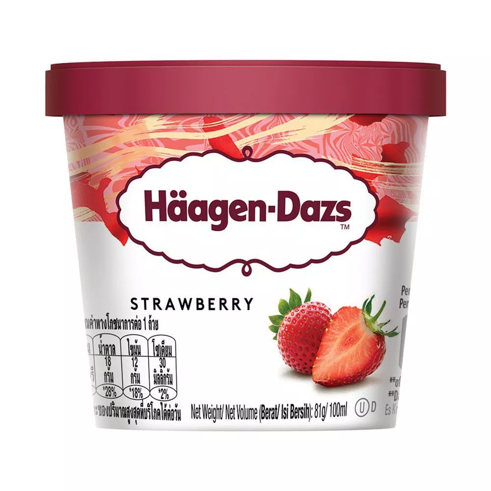 [สินค้าส่งด่วน] ฮาเก้นดาส ไอศกรีม สตรอเบอรี่ 81 กรัม HAAGEN-DAZS STRAWBERRY ICE CREAM 81 G