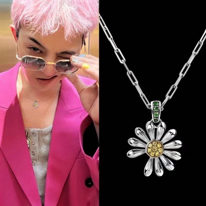 GD-style G-Dragon daisy necklace, light luxury, exquisite and versatile, clavicle chain for women, perfect for Valentine's Day as a gift for your girlfriend papashizhu520.th4.30