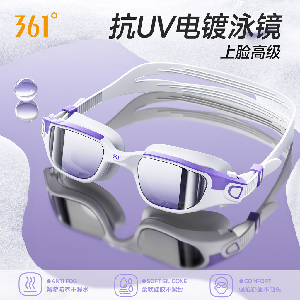 游泳镜女专用防水防雾高清中大框女士泳镜Women's special waterproof anti-fog HD large frame for swimming gogglesbzwdkg123发