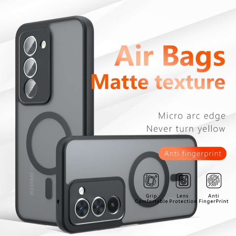 สําหรับ Xiaomi Redmi 15 15C 14C 13 A5 K90 Pro Max Poco C71 C75 C85 พิเศษโปร่งแสงเคลือบแม่เหล็กเคสโทรศัพท์กล้องเกราะป้องกันกันกระแทกฮาร์ดซิลิโคนปก