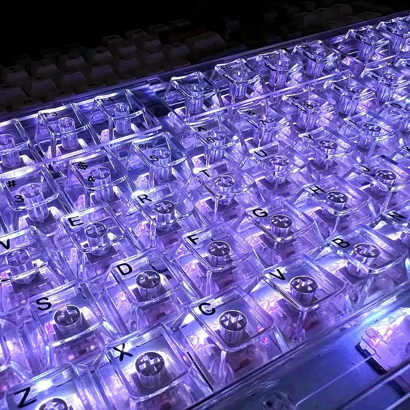 132-Key คริสตัลโปร่งใส Keycap Cherry CBS A Outline ไม่มีตัวอักษร Backlight ABS Keycap เหมาะสําหรับคี