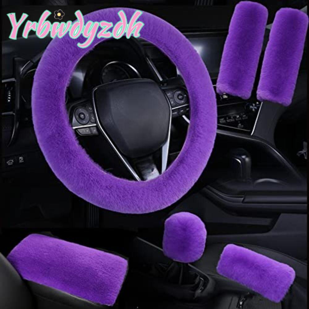 YRBWDYZDH Auto Center Armrest Cove,นุ่มปุยฤดูหนาวตุ๊กตาพวงมาลัยรถ,อุปกรณ์เสริมในรถยนต์ Warm Seat Belt แผ่นรองไหล่ Handbrake Cover