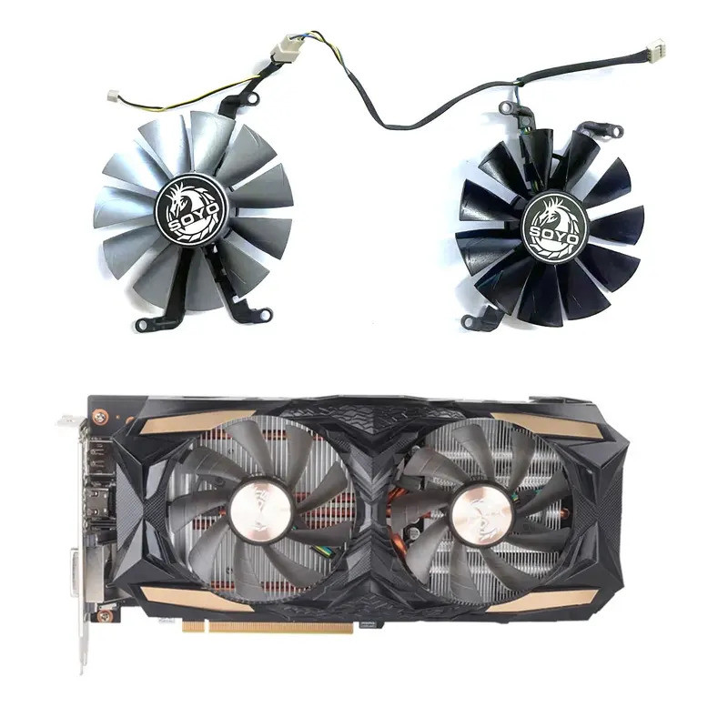 4PIN 85MM RTX2060 GPU พัดลมสําหรับ SOYO RTX2060 2070 GTX1660 S พัดลมการ์ดวิดีโอ