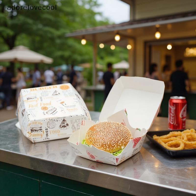 ADTH 50/100 ชิ้น Thien และ Greaseproof Burger Paaging กล่องทิ้งเบอร์เกอร์อาหารเกรดอาหารจานด่วน Take Out กล่อง Martijn