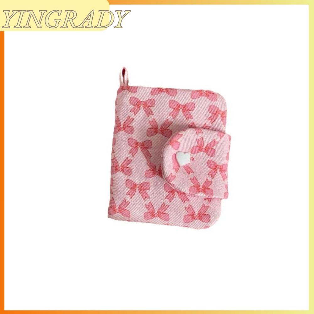 YINGRADY Bowknot Printing Wallet, Linen Bowknot Printing Storage Bag, Card Bag