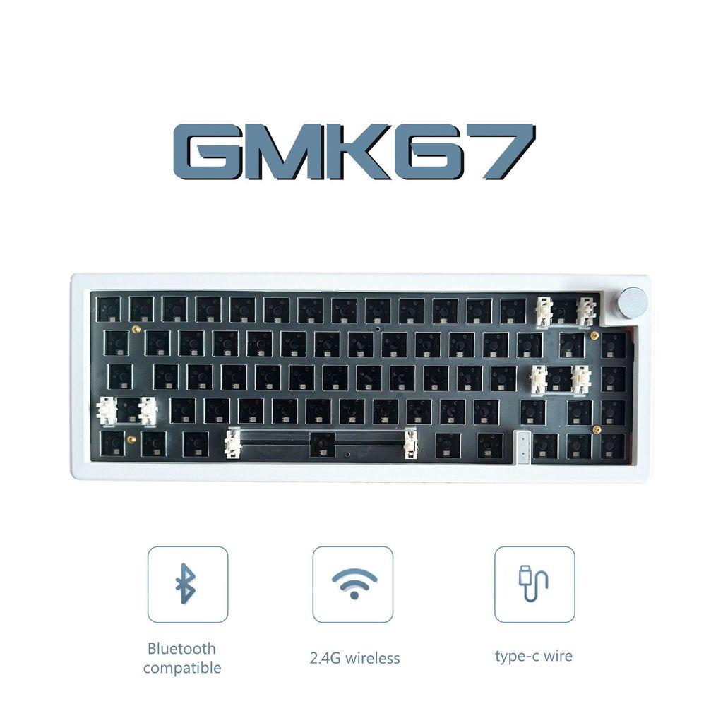 Zoya GMK67 DIY แบบกําหนดเองสามโหมดพร้อมชุดคีย์บอร์ดเชิงกลลูกบิดรองรับปลั๊กร้อน RGB Backlight