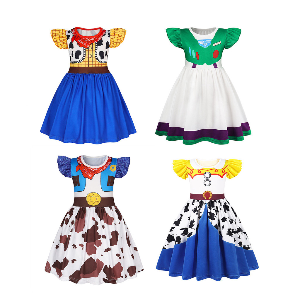 ชุดสาวน้อย Toy Story เด็ก Woody Triss Buzz Lightyear คอสเพลย์ชุดสาวชุดเด็กเครื่องแต่งกายวันเกิดเด็กของขวัญวันบทบาทเล่นเครื่องแต่งกาย