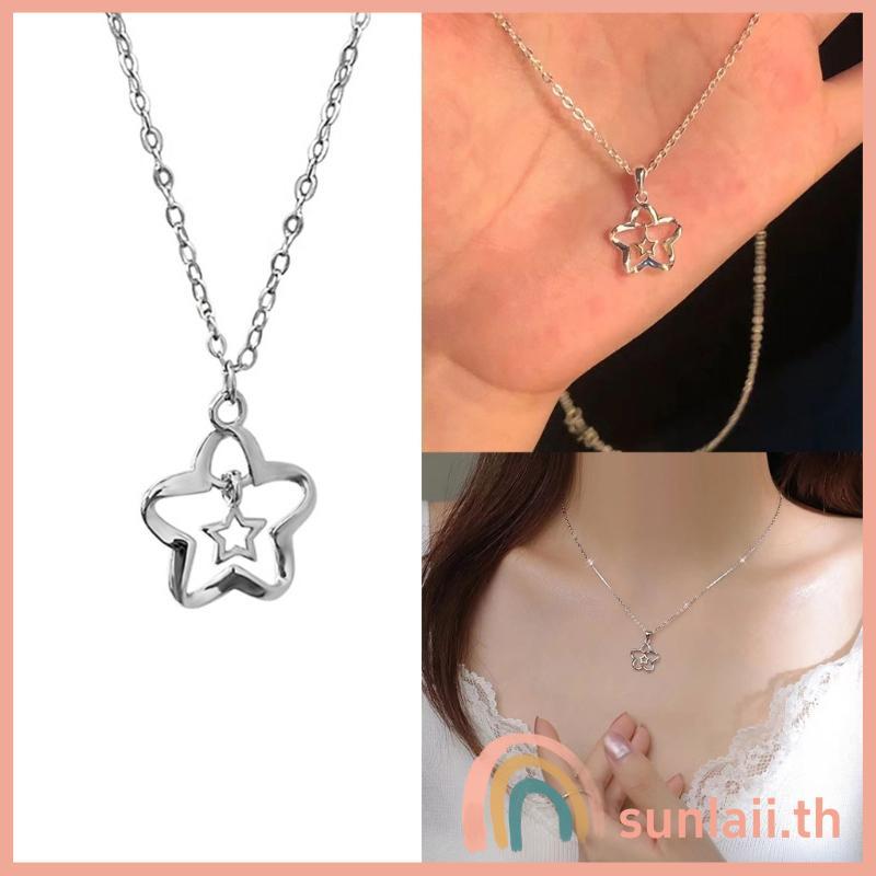 SUNLAII Pentagram จี้ Choker Hollow Out Star สร้อยคอ Star จี้สร้อยคอ Y2k เครื่องประดับวัสดุสําหรับผู