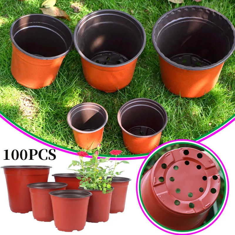 100PCS Plant Nursery Pot Seed Starting Pot Plastic Flower Plant Container ,Succulents Seedlings Cutt