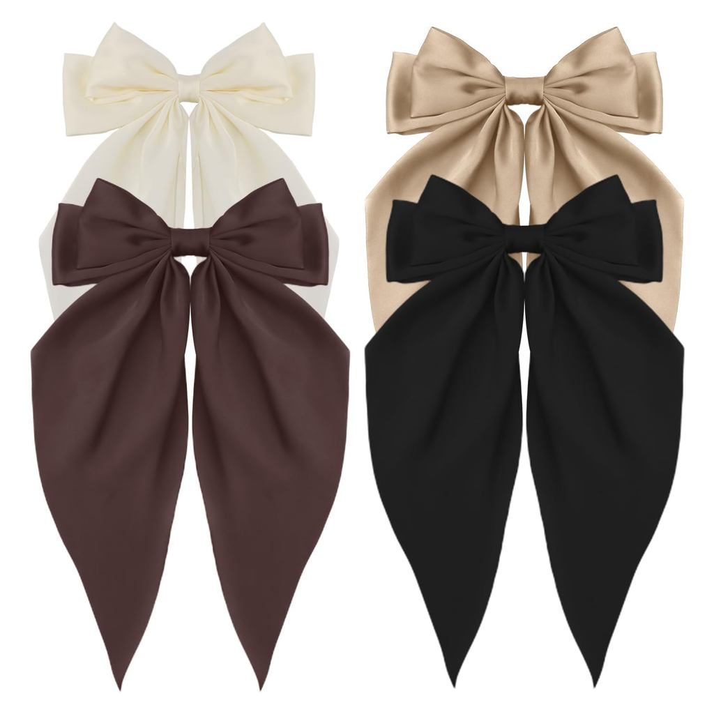 SilkySatinขนาดใหญ่ผมBarrettes,LongTailBowknotBarrettes,OversizeLong-TailHairBandsforWomen,IdealforDa