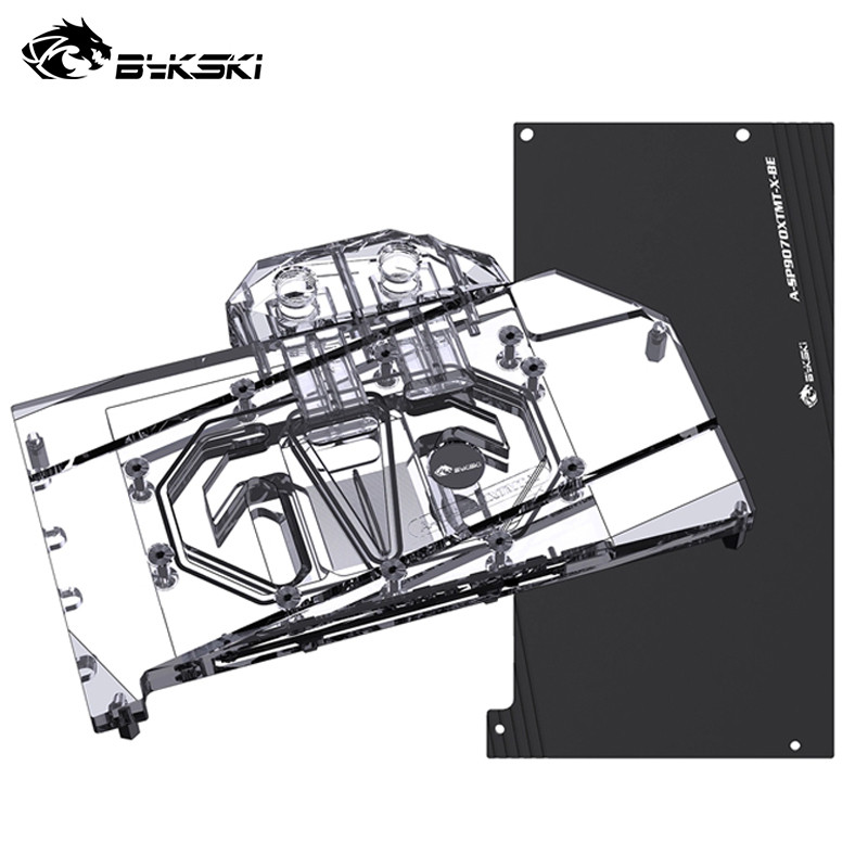 Bykski A-SP9070XTMT-X GPU Water Block สําหรับ Sapphire Radeon RTX 9070 XT PULSE /PURE / โลหะการ์ด / 