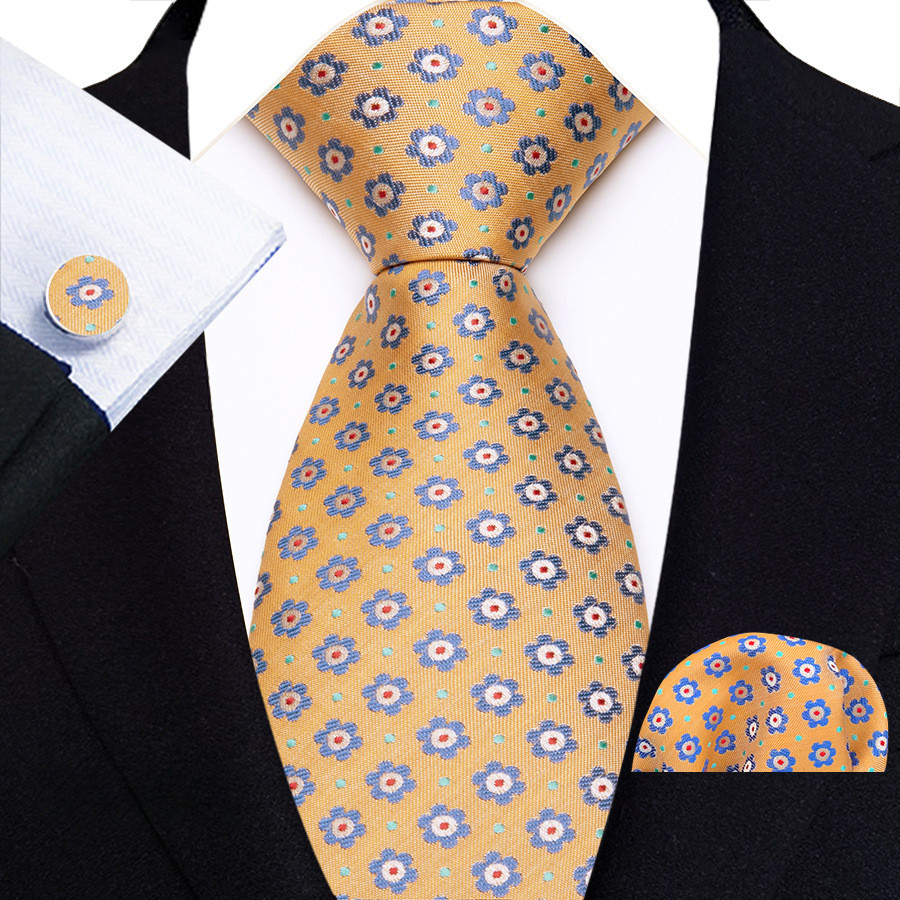 ผู้ชาย Tie Pocket Square Cufflinks ชุดธุรกิจชุดแต่งงาน Tie Square Square Square Cufflinks 3 ชิ้นชุด