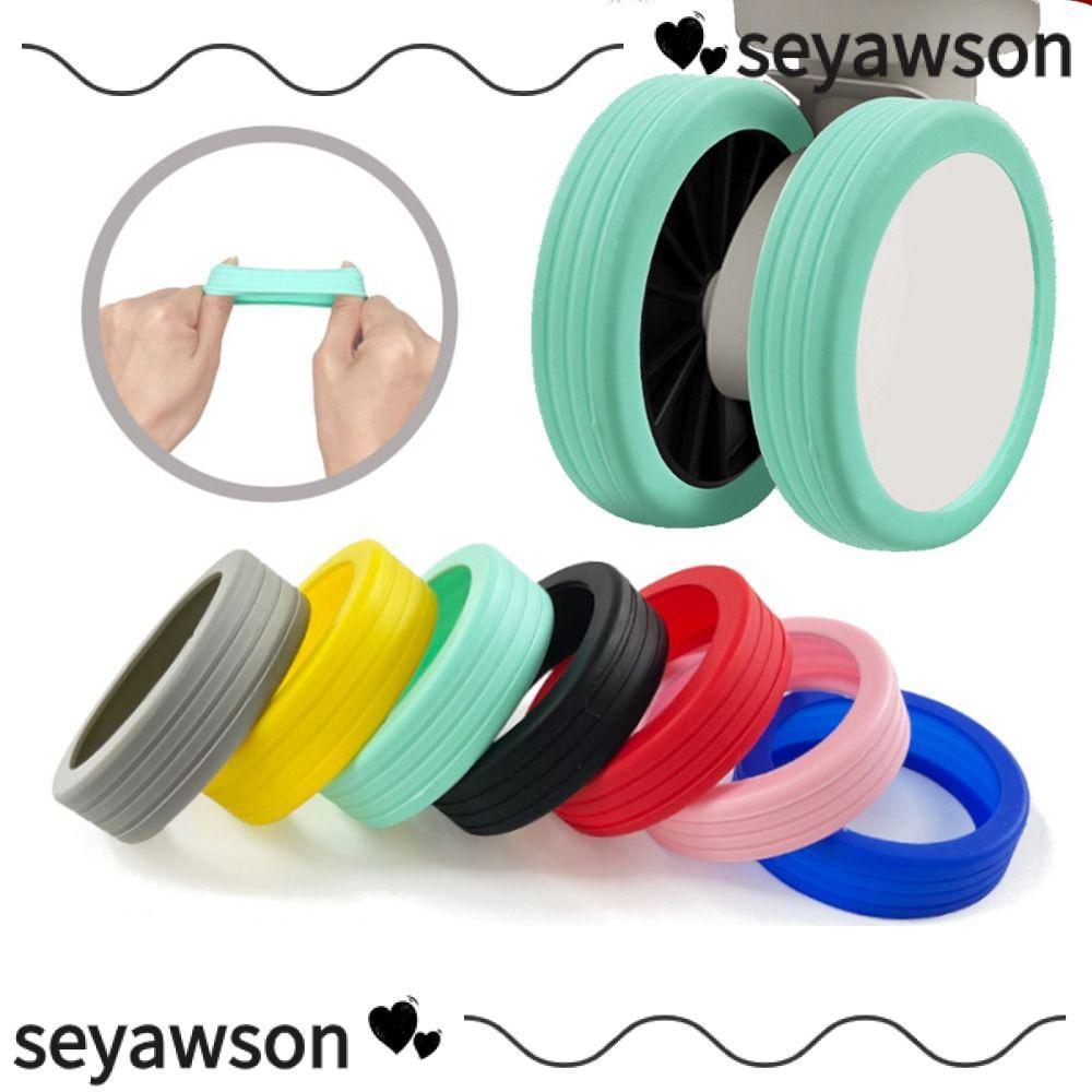 SEYAWSON ชุดฝาครอบล้อกระเป๋าเดินทาง 4/8 ชิ้น ซิลิโคน ป้องกันล้อ สวมสบาย เงียบ ลดเสียงล้อ