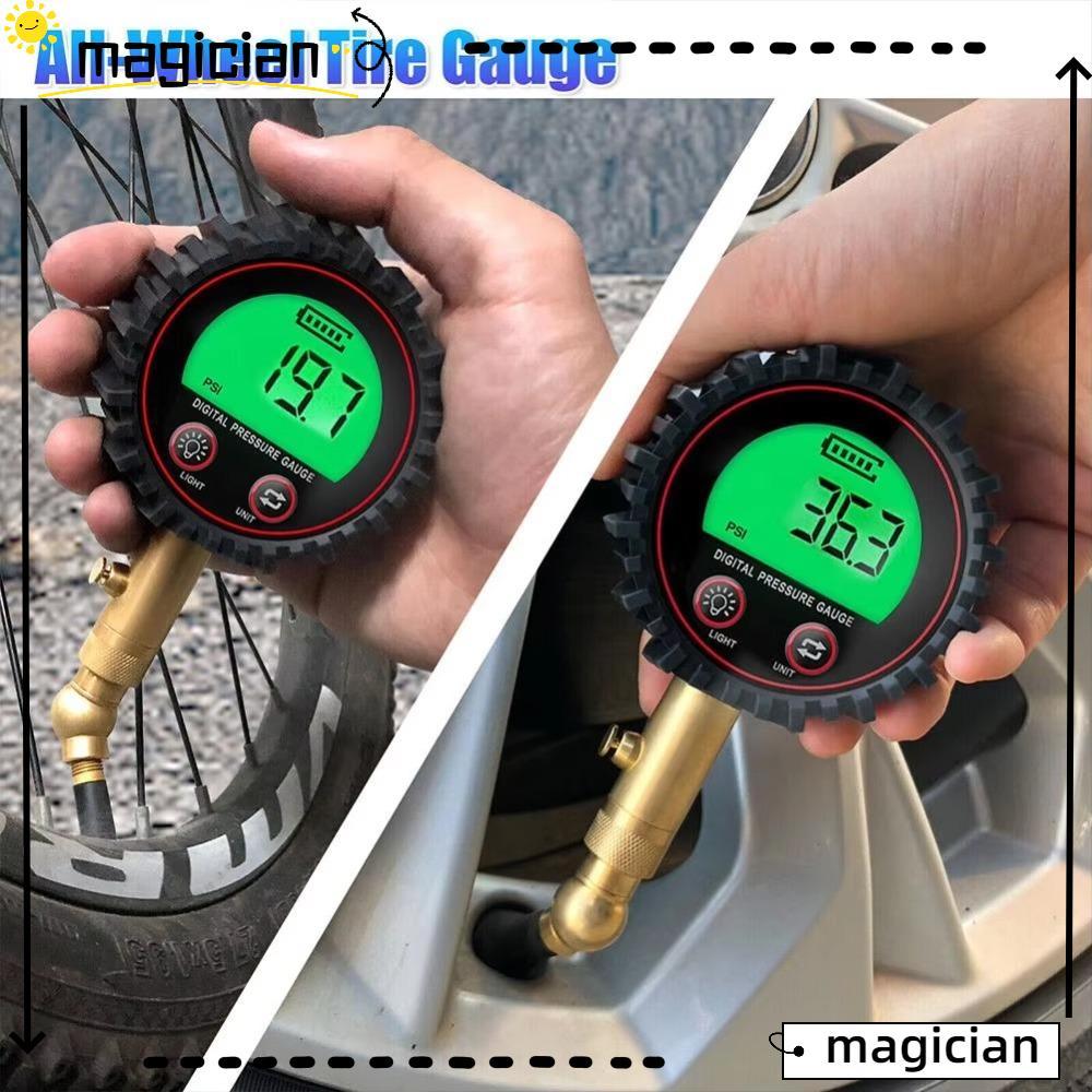 MAGICIAN เครื่องวัดความดันลมยางแบบดิจิตอล,เครื่องวัดความดันลมยางแบบหนีบที่ถูกต้องสําหรับงานหนัก,ใช้งานได้จริง 3-255PSI มืออาชีพเมตรอุปกรณ์เสริมสําหรับรถยนต์รถบรรทุก