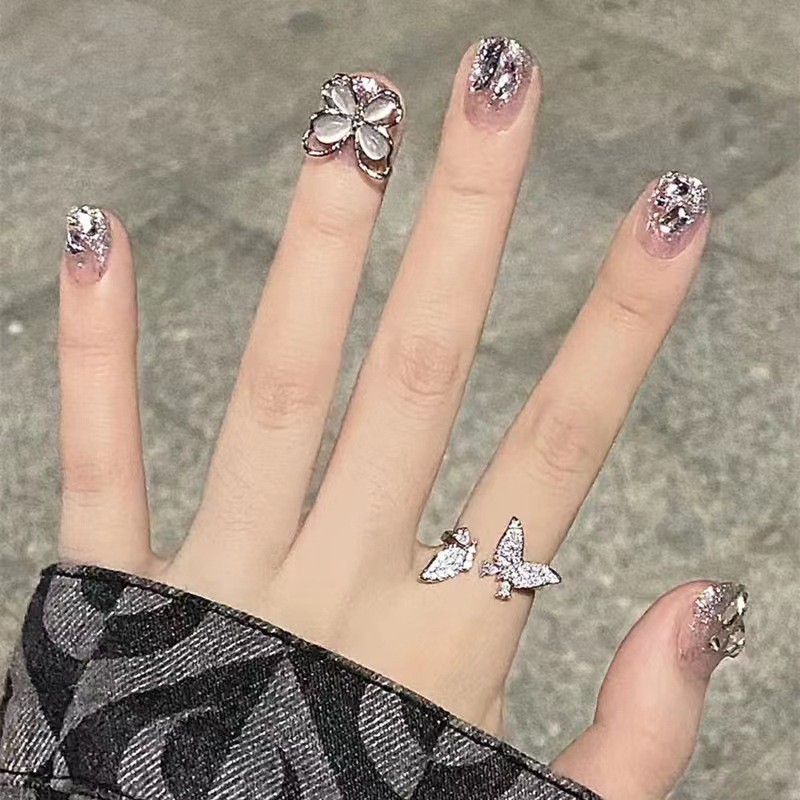 Z655 FREE GLUE2026 ใหม่ล่าสุด 24 ชิ้น French Fake Nais Set พร้อมกาวอะคริลิค Full Nail COD