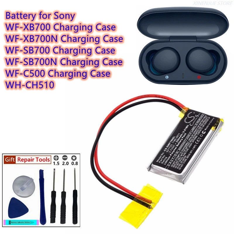 แบตเตอรี่ชุดหูฟังไร้สาย 3.7V/220mAh 621733,1185-0911 สําหรับ Sony WH-CH510,เคสชาร์จสําหรับ WF-XB700,