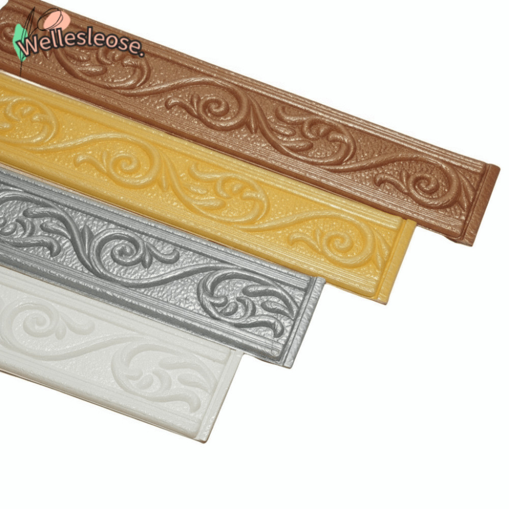WELLE สติ๊กเกอร์ Wall Trim Line, Baseboard วอลเปเปอร์ขอบ, กันน้ําตกแต่งบ้าน Self กาวสติ๊กเกอร์ติดผนังสําหรับห้องนั่งเล่น