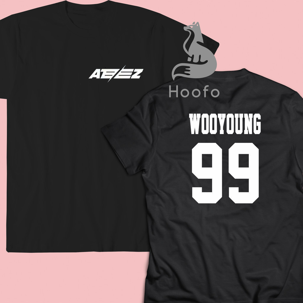 Kpop Ateez Shirt ชื่อสมาชิก Choisan Wooyoung Seunghwa Hongjoong Yeosang Min เสื้อยืดผ้าฝ้าย