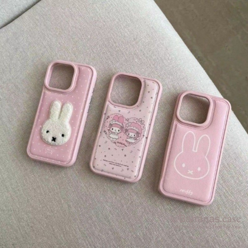 น่ารักสีชมพูหนังเคสโทรศัพท์สําหรับiPhone 17 16 15 14 13 12 11 Pro Max X Xr Xs Max 7 8 Plus SE2020