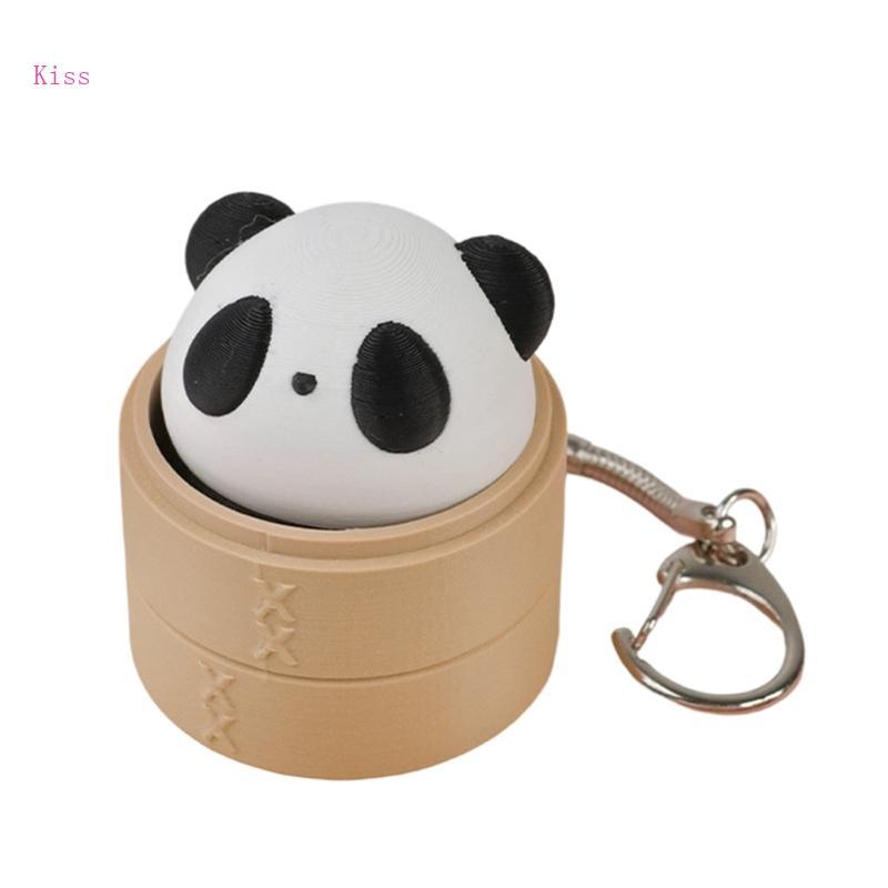Kiss Lovely Pandas Fidgets พวงกุญแจสร้างสรรค์จําลอง Pandas Kechain โทรศัพท์อุปกรณ์เสริม