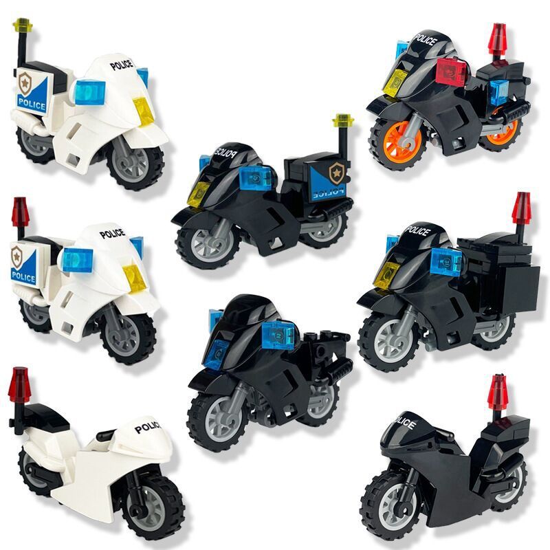 Iron Rider Guard Motorcycle 10706 Small Particle City Patrol Car Children Assembled Building Block Toys