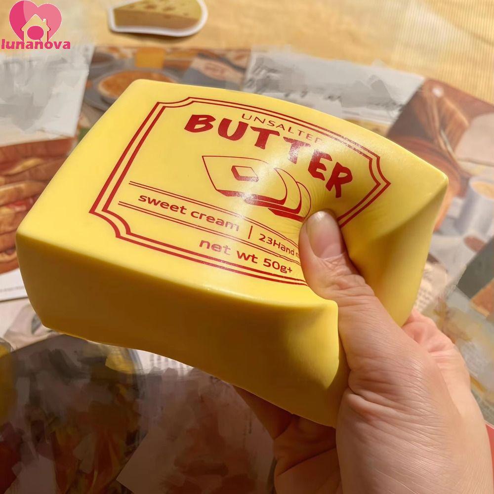 LUNANOVA ช้า Rebound Squeeze ของเล่น, Sensory จําลอง Butter Block บีบของเล่น,แบบพกพายืดยืดหยุ่น 10.5 ซม.ขนมปังนม Squishy ของเล่นสําหรับ