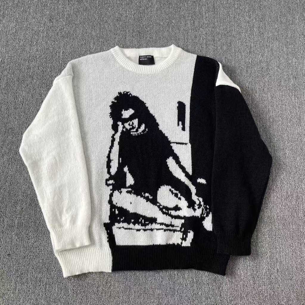 ENFANTS RICHES DEPRIMES Melanchon Fu รุ่นที่สอง ERD Jacquard สาวถักเสื้อกันหนาวรอบคอ