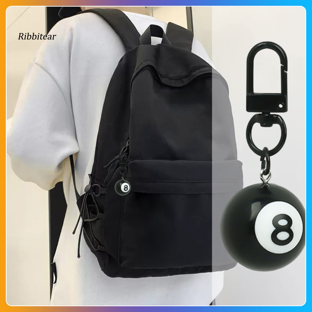 <Ribbitear> Pool Cue Ball พวงกุญแจบิลเลียดขนาดเล็ก สีดํา 8 Ball พวงกุญแจ Mini Pool Ball Charm พวงกุญ