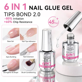 【Local】BORN PRETTY 6 In 1 กาวทาเล็บเจลเคล็ดลับ Bond 2.0 Transfer Foil Gel BloomS Gel Extension Base Top Coat Function Gel 15ml