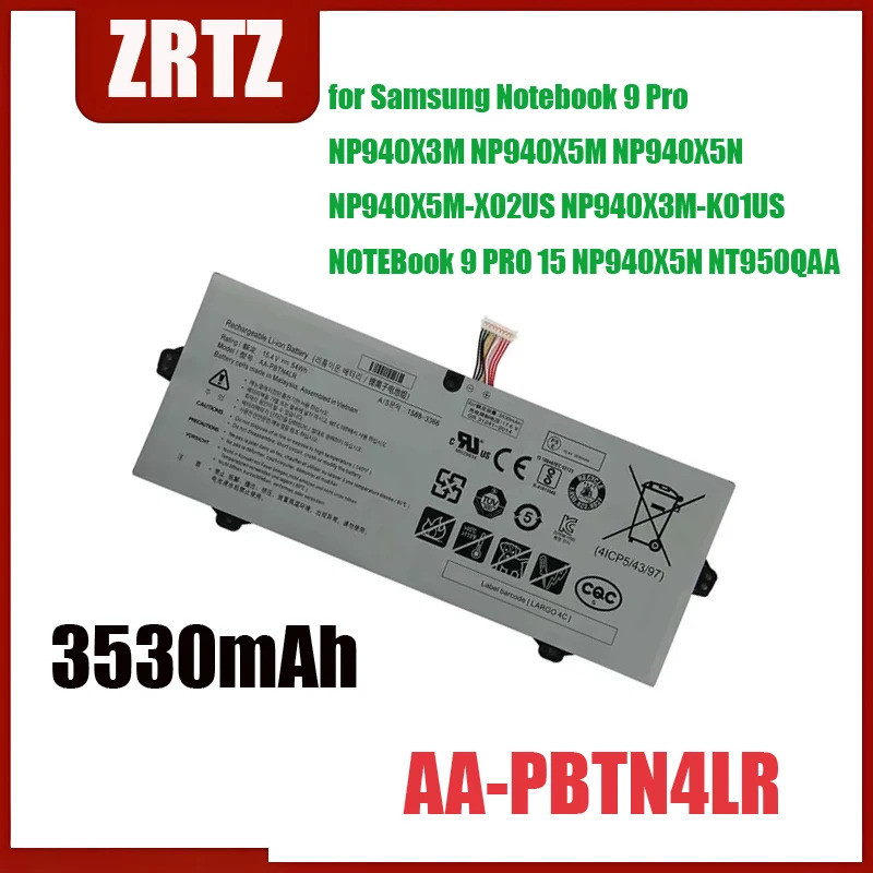 ZRTZ AA-PBTN4LR 3530mAh แบตเตอรี่แล็ปท็อปสําหรับ Samsung Notebook 9 Pro NP940X3M NP940X5M NP940X5N