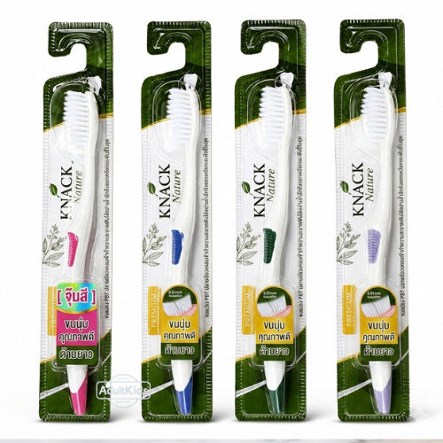 แปรงสีฟัน Knack Nature แปรงสีฟัน ด้ามยาว 1 ด้าน ขนนุ่ม คุณภาพดี [ จุ๋มสี ]